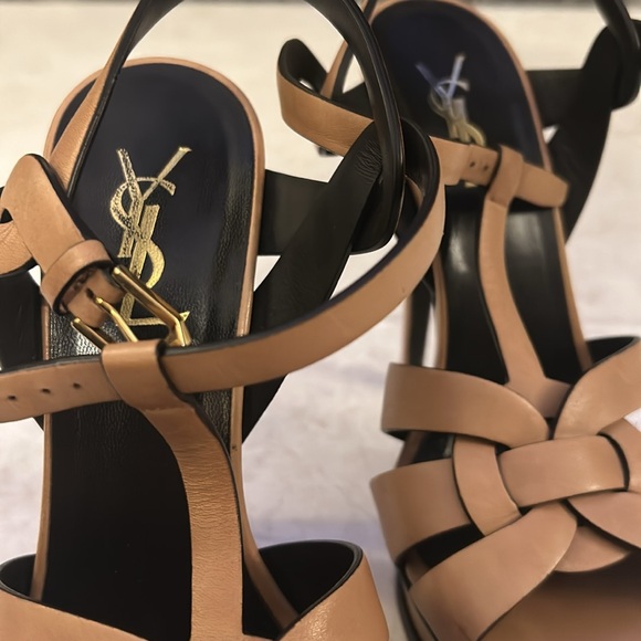 👡SAINT LAURENT TRIBUTE PLATFORM SANDALS IN SMOOTH LEATHER 👡 - Picture 8 of 9